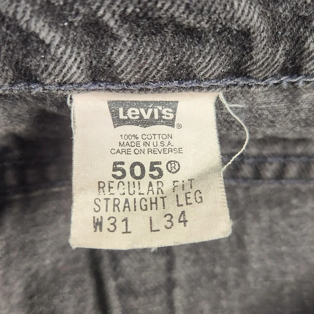 Vintage Levis 505 Jeans 31x34 (Actual 29x34) Black Straight Leg 90s Made In USA